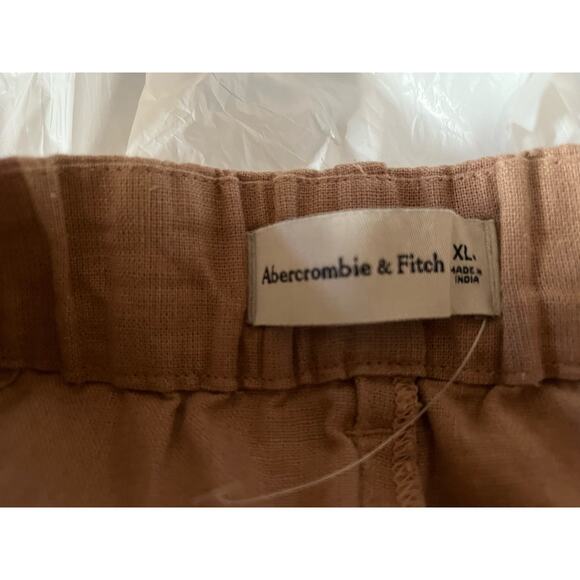 Vintage Abercrombie & Fitch linen blend high rise pleated  wide leg pants XL tan - Picture 4 of 6